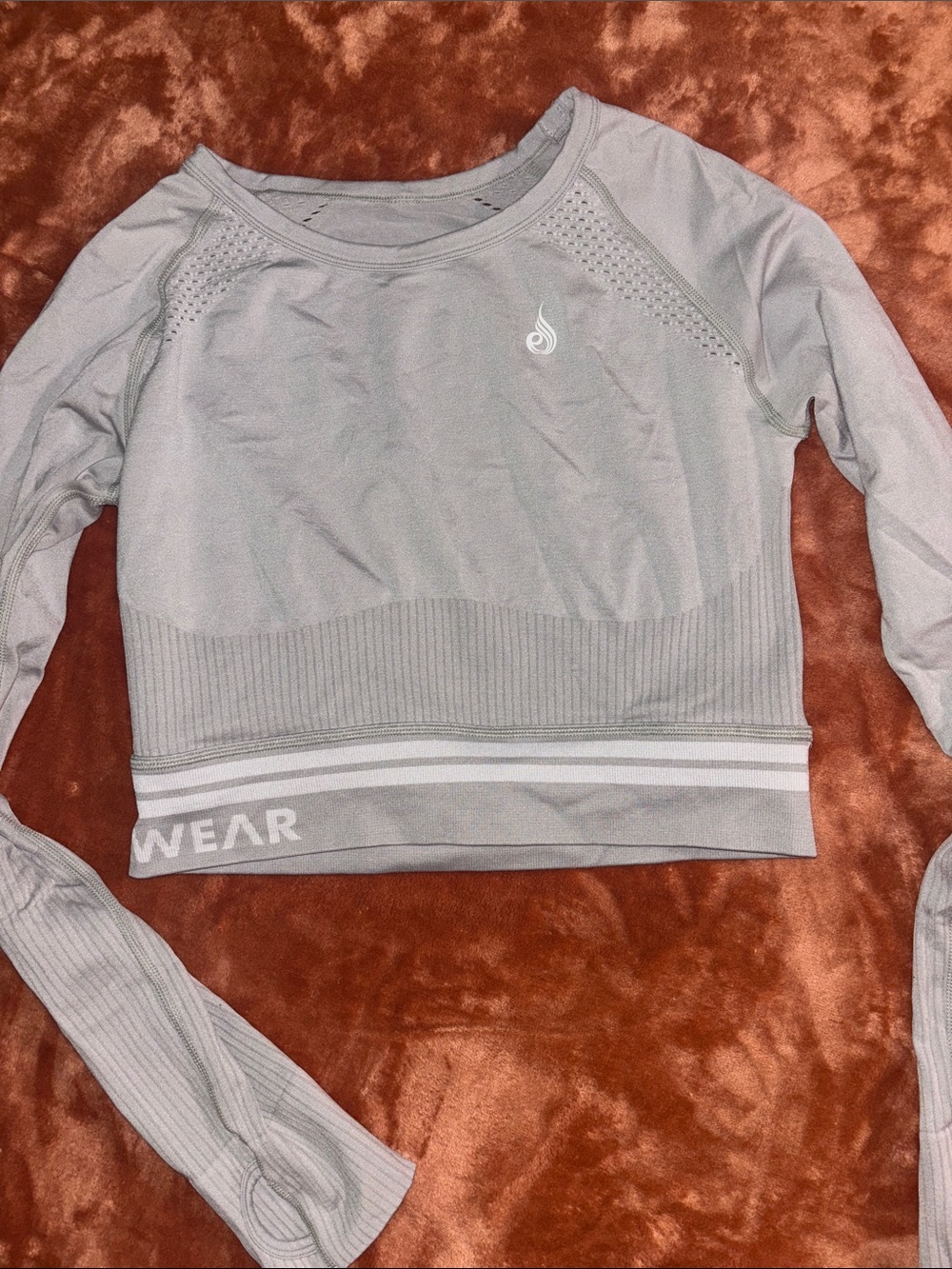 Ryderwear Light Grey Long Sleeve Seamless Crop Top
